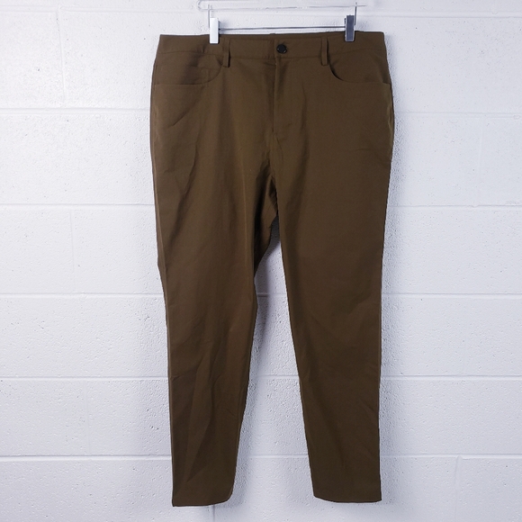 Lululemon Men’s 36 ABC Slim-Fit 5 Pocket Pant Bonded Twill Deep Artifact Brown‎